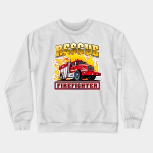 Cartoon Fire Truck Crewneck Sweatshirt